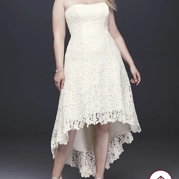 David's Bridal | Dresses | Davids Bridal Sz 6w Ivory Corded Lace Strapless Wedding  Gown Nwt | Poshmark